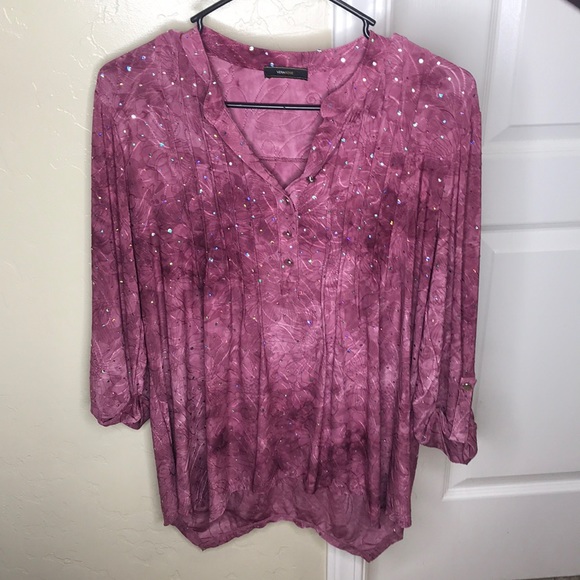 pink sequin long sleeve top